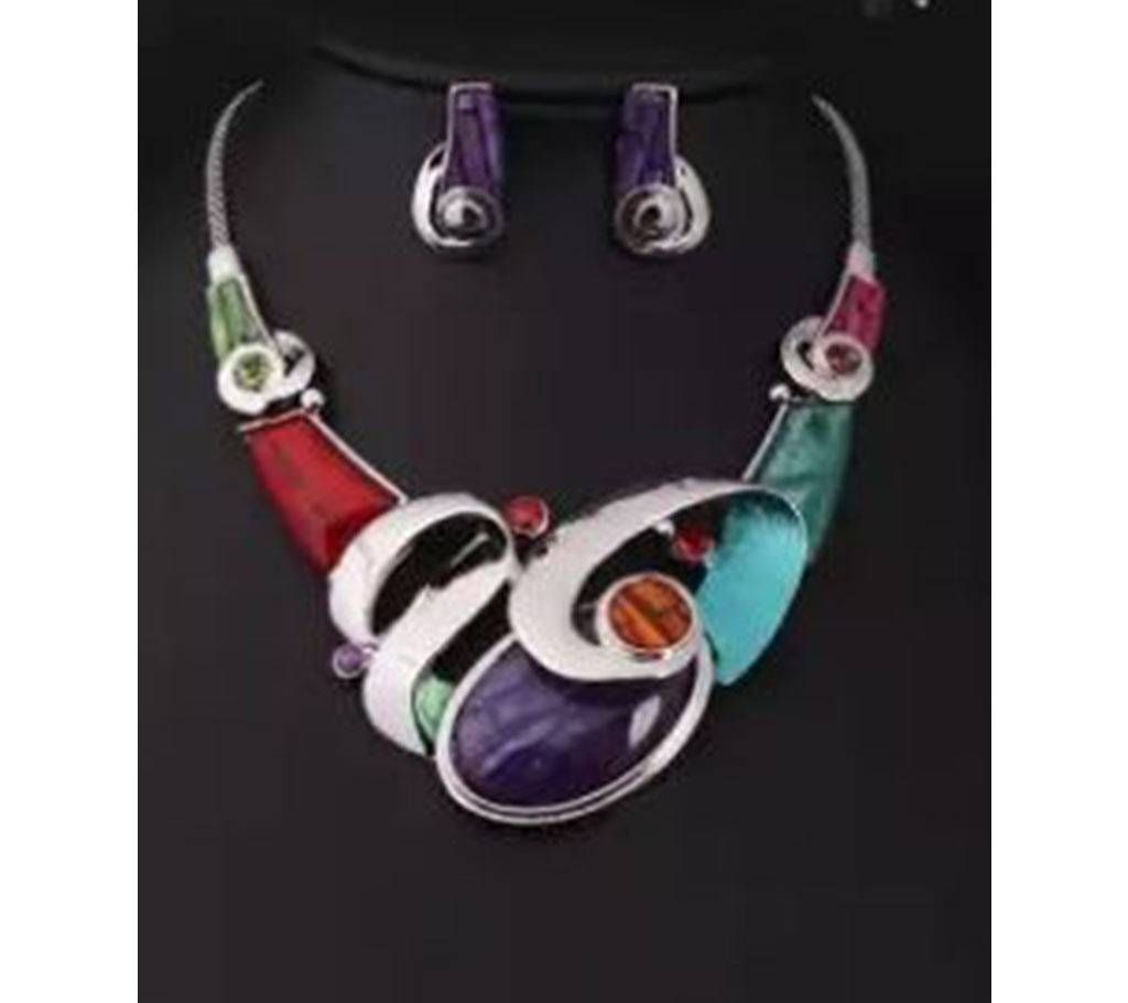 Luxury colorfull short necklace and earring set
