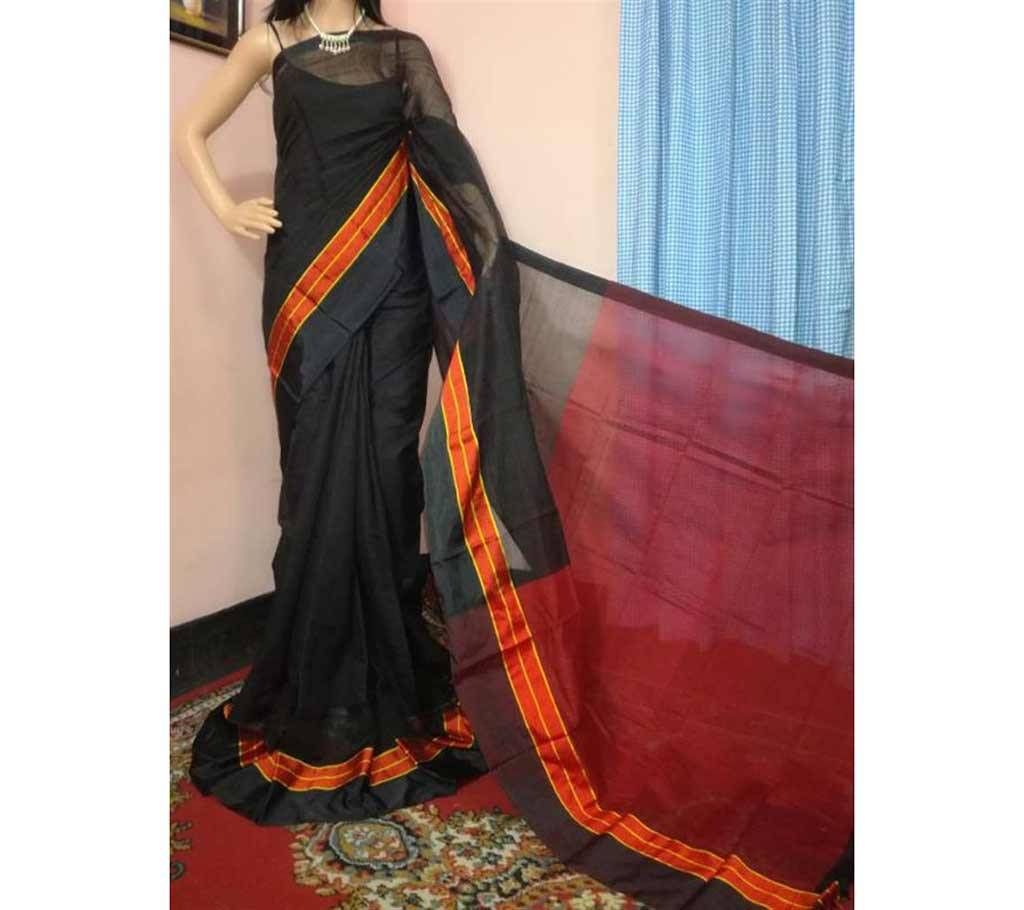 Black soft half silk sharee
