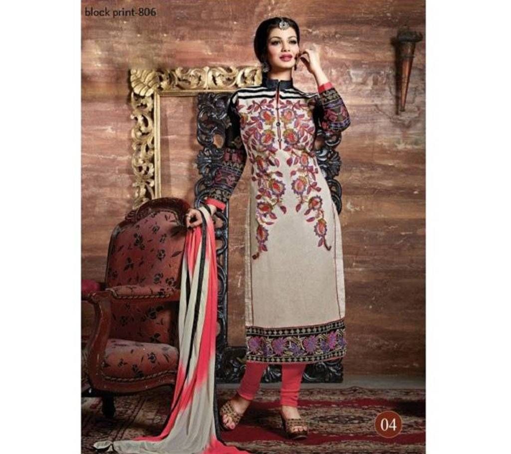 Unstiched block printed cotton salwar kameez seblock-806