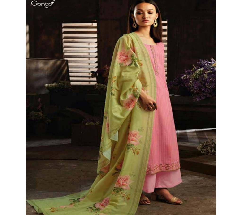Ganga Unstitched Cotton Three Piece 7406