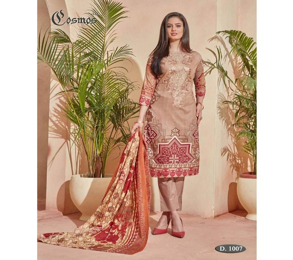 Cosmos Saadia Noor Lawn Collection Vol 1 - 1007 - Dark Salmon Brown - ASI