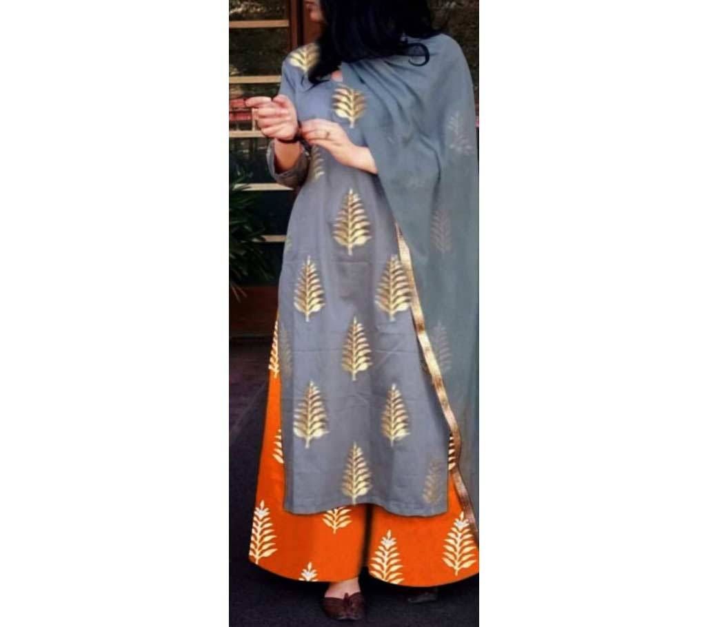 Un-stitched block printed cotton salwar kameez seblock-489