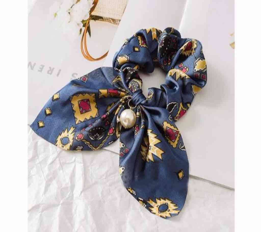 Chiffon Floral Women Hair Elastic Hairband With Imitation Pearl