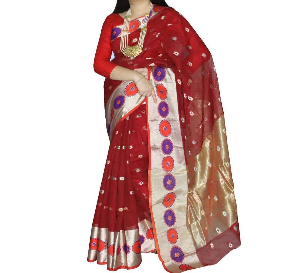 Red & multi color Combination Cotton silk mixed saree