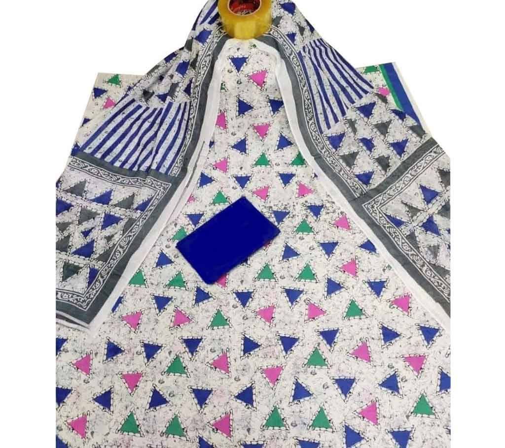 Latest white,Blue and Multi color Screen Printed 3 piece Salwar Kameez for Women