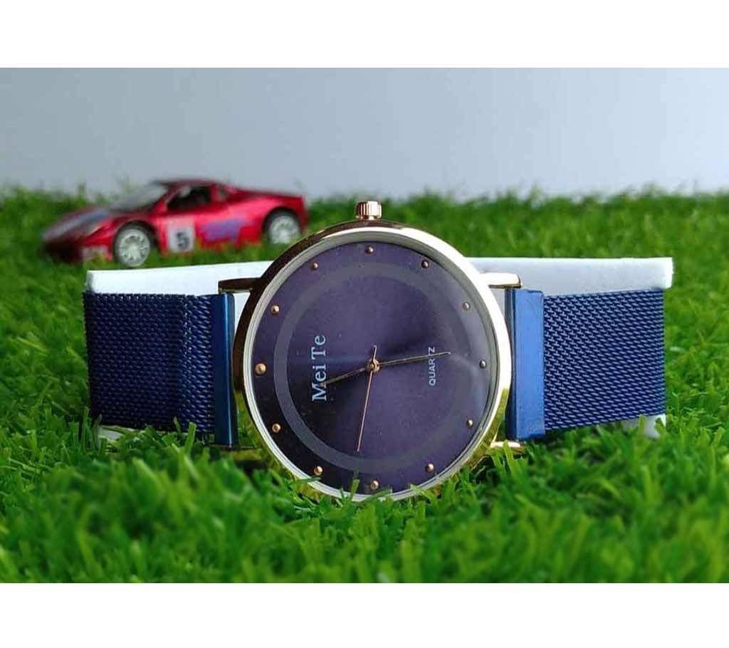 MeiTe Analogue Blue Dial Multifunction Stainless Steel Men,s Womens Watch