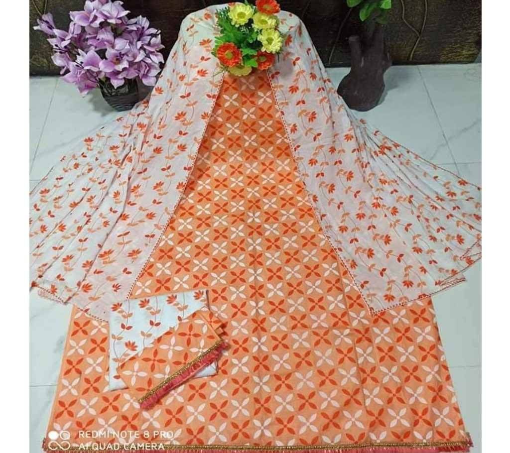 Unstitched Skin print work salwar kameez