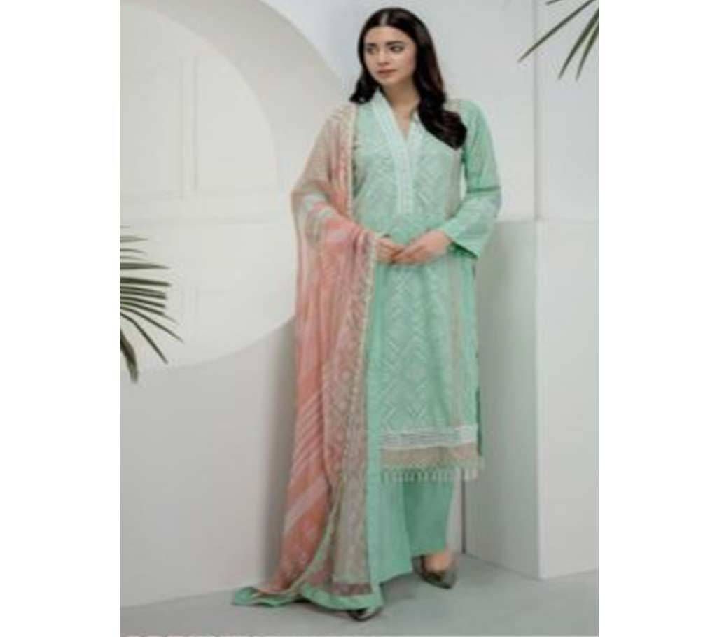 Chikankari Collection Unstitched Cotton 3Pcs-074