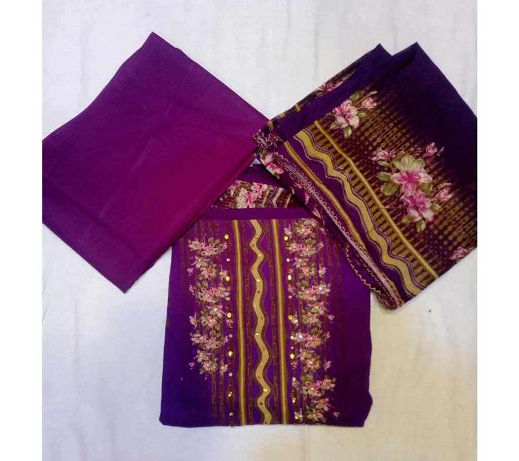 Unstitched Cotton stone three-piece 