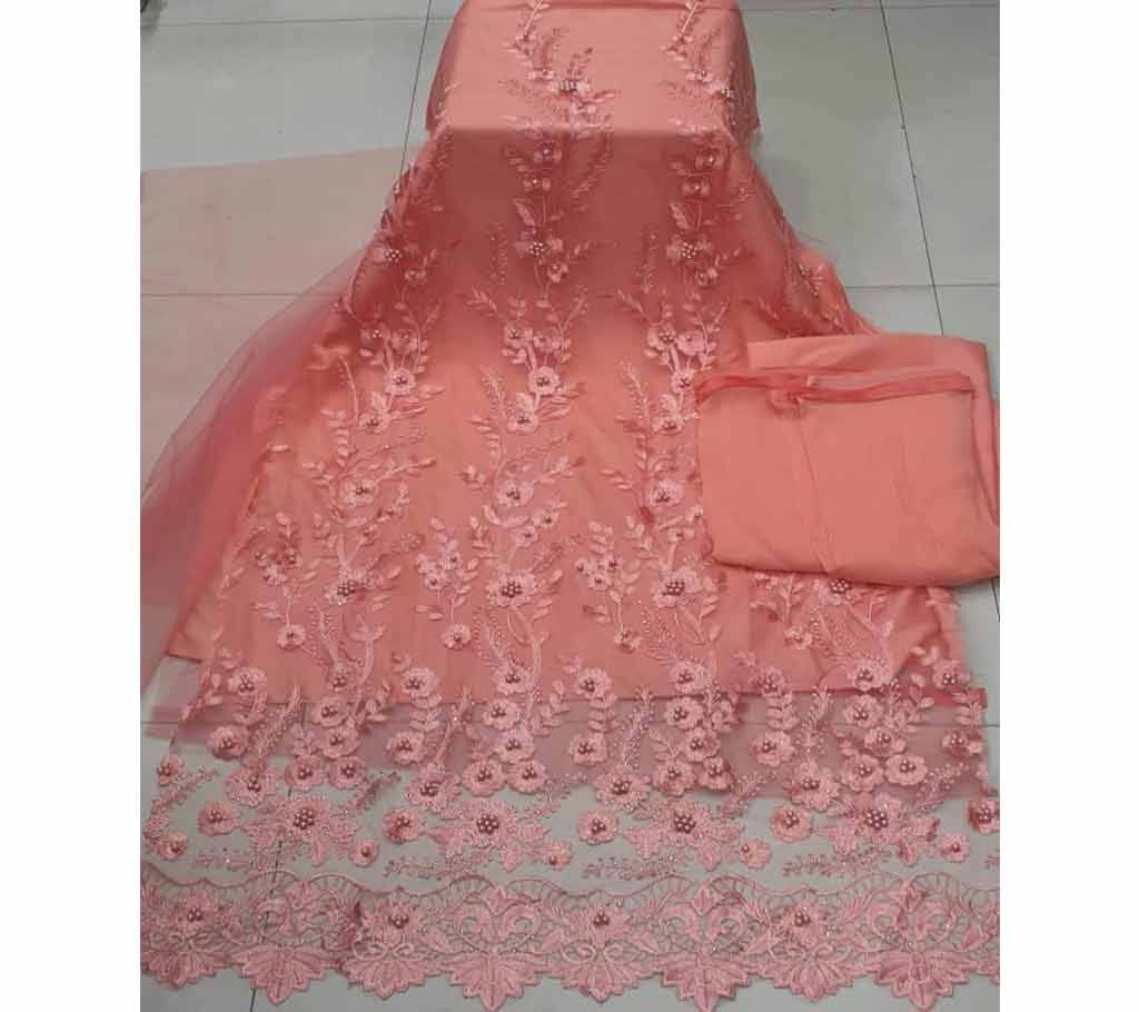 UnstitchedFabric Embroidered Cotton Net Unstitched 3 Piece(With inner)-21