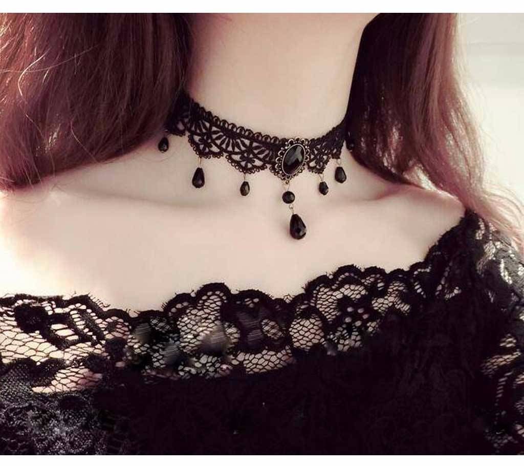 Black Velvet Choker Pendant Necklace