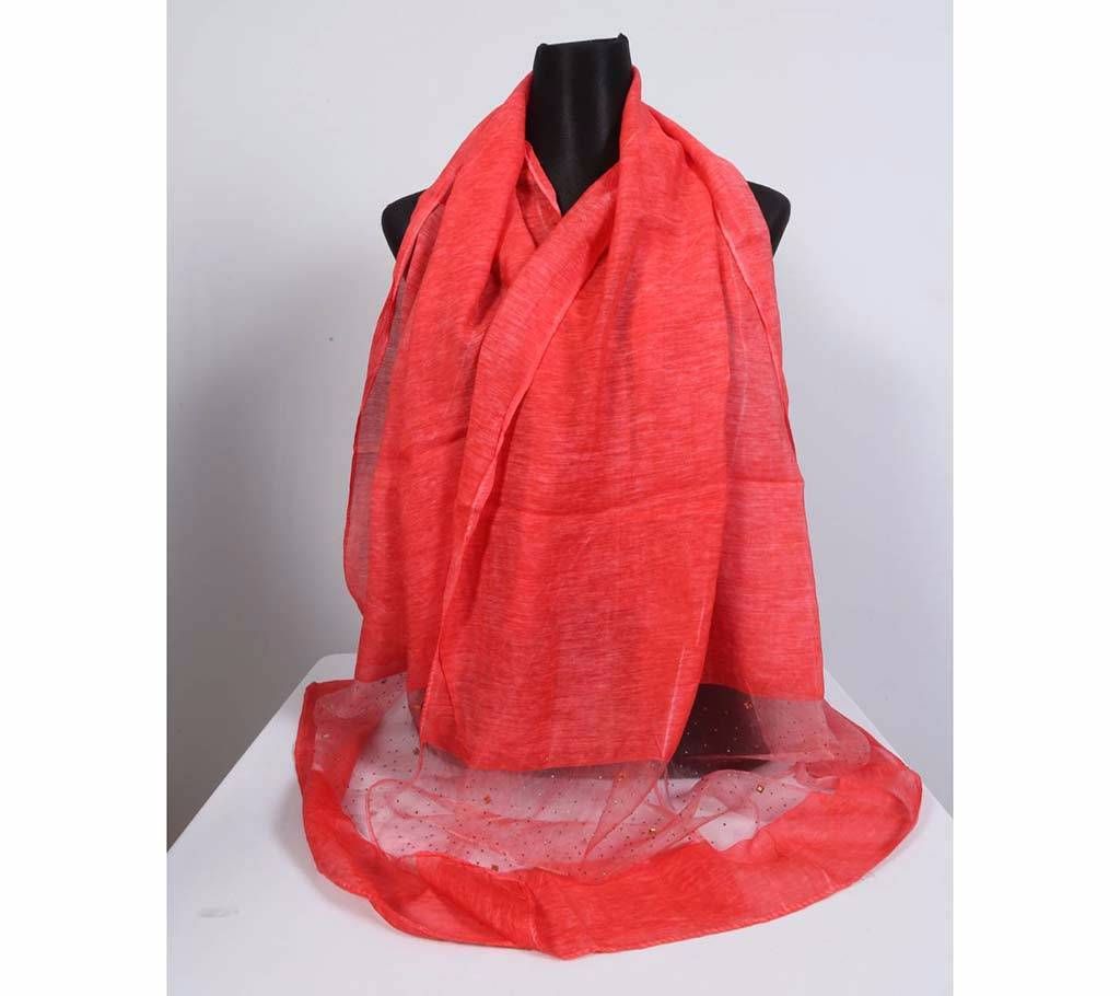 Red tosor stone worked hijab 