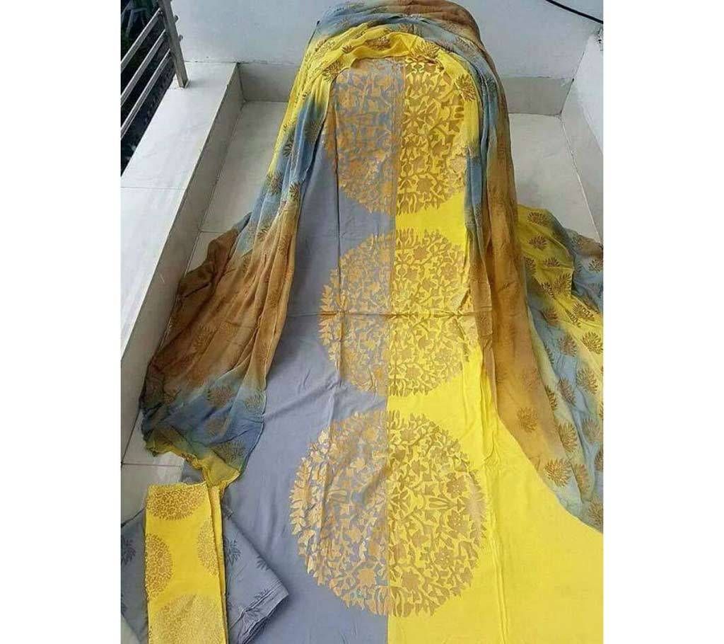 Unstitched Afsan work three pc