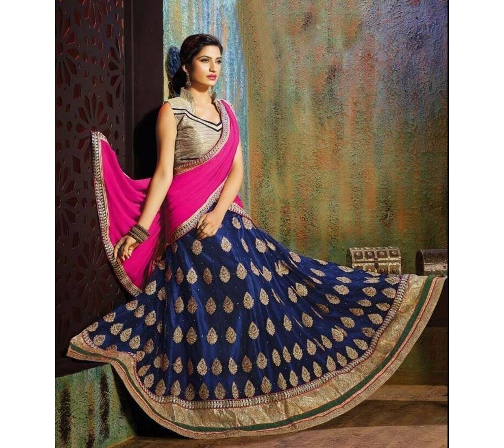 Un stitched silk embroidery lehenga 