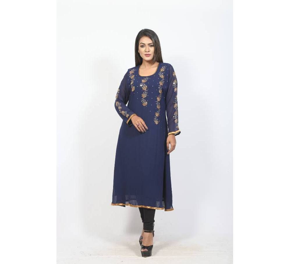 Blue with karchupi work kurti for Women