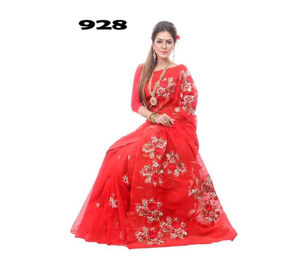 Red Jamdani Saree