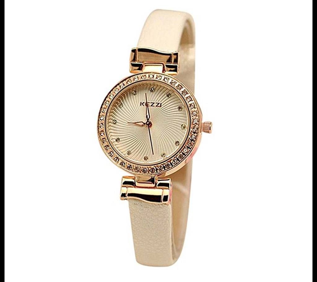 Ivory Artificial Leather Analog Watch for Women
