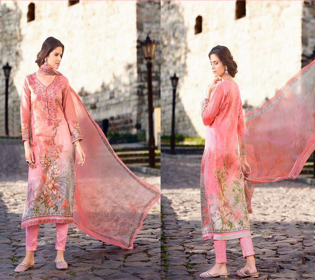 Semi Stitched Organdy Embroidery Three Piece ,Copy
