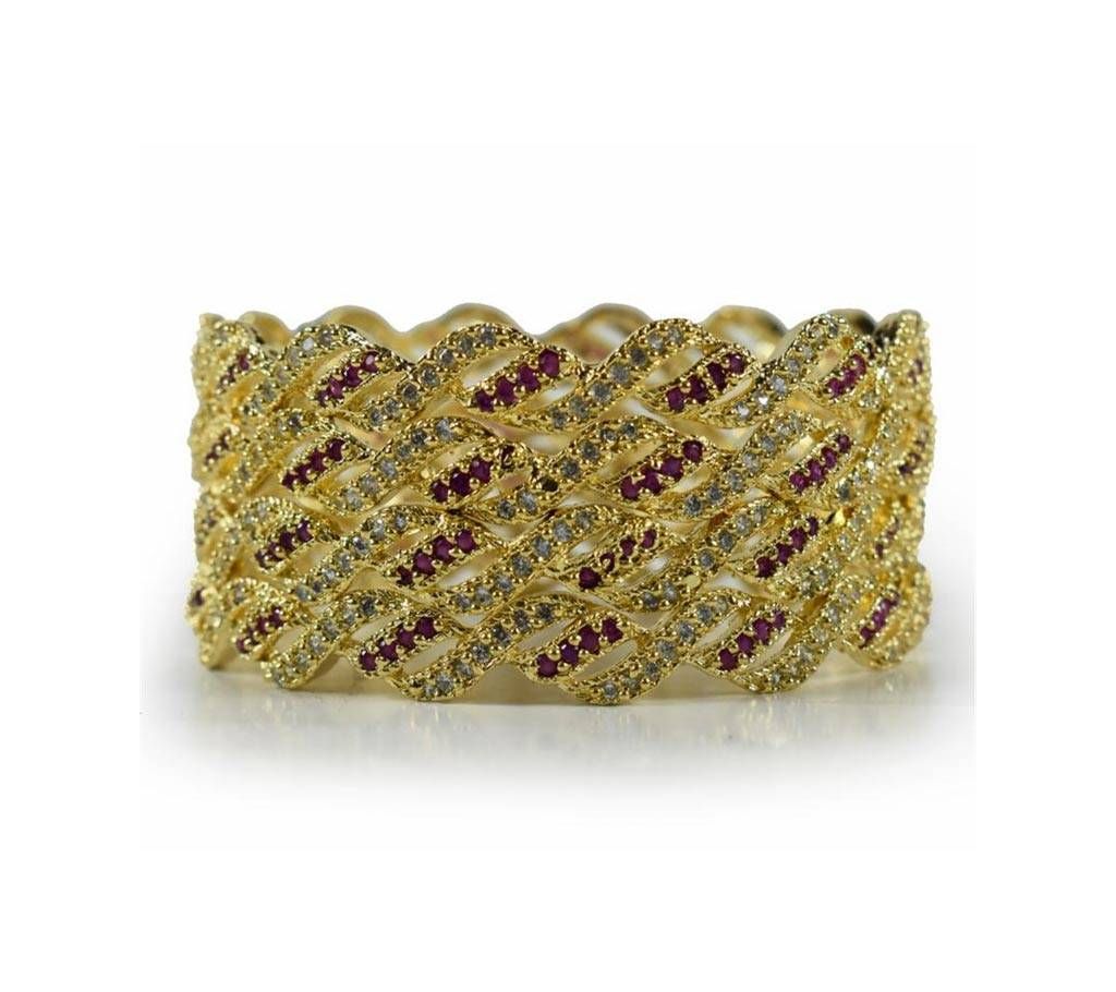 Multi Color American Diamond Cat Bangles For Women (4 Pieces)