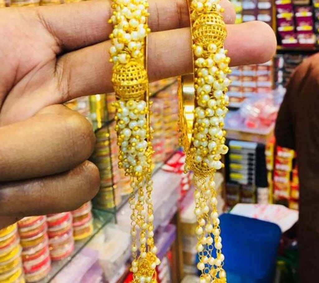 Indian Golden Color Bead Setting Bangles