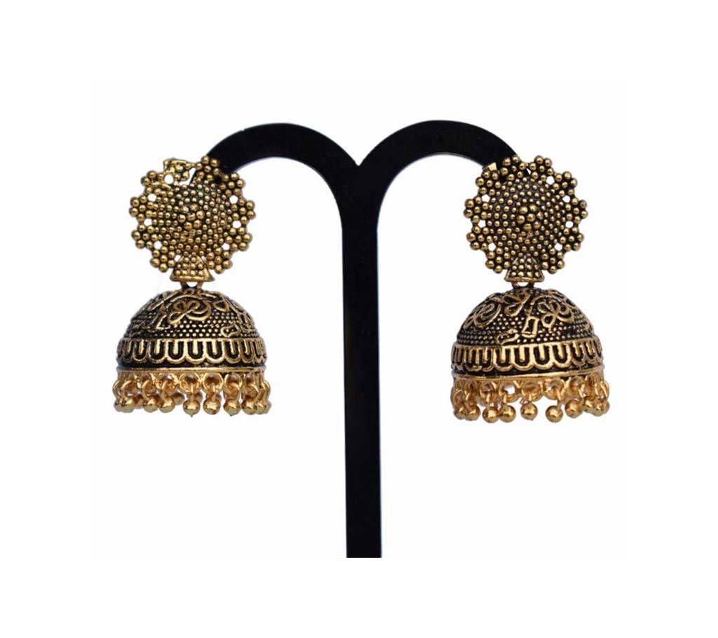 Antique Gold Plated Jhumka Earrings 
