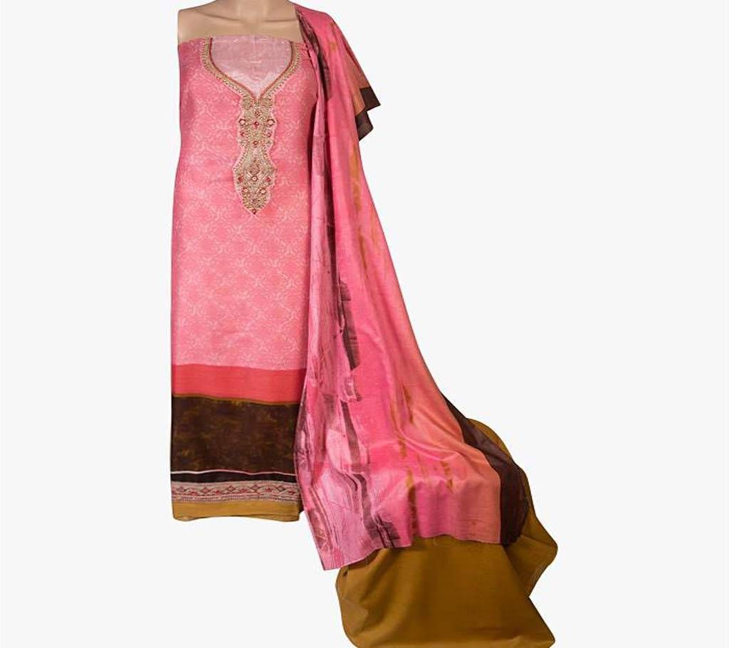 Indian Unstitched Replica Cotton Three-Piece