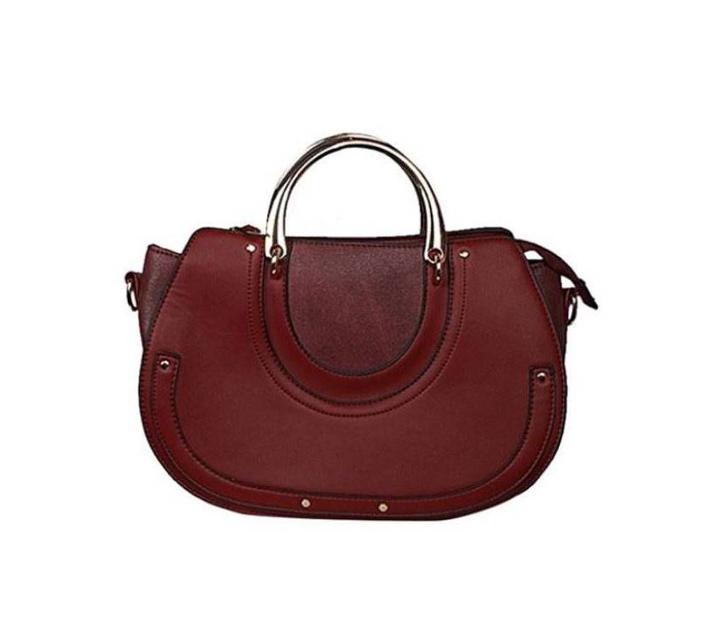 Maroon Artificial Leather Handbag