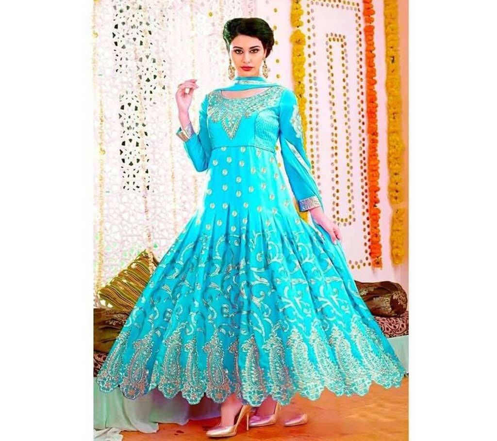 Unstitched Cyan Georgette Gown
