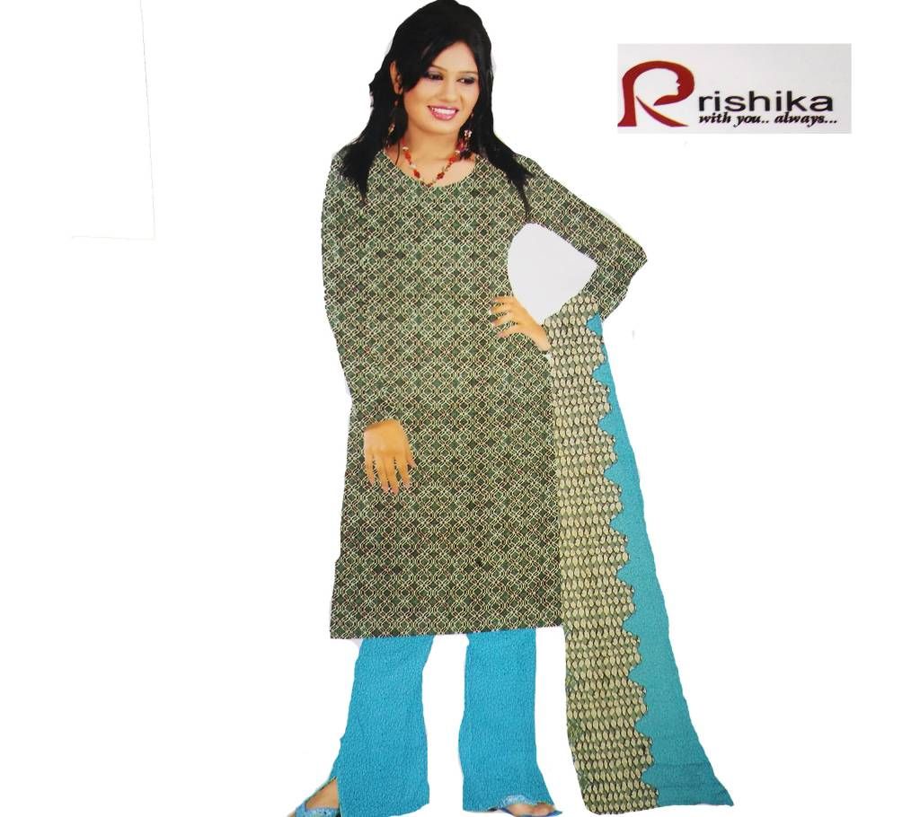 Indian Silk Unstitch Three Piece Dress For Women