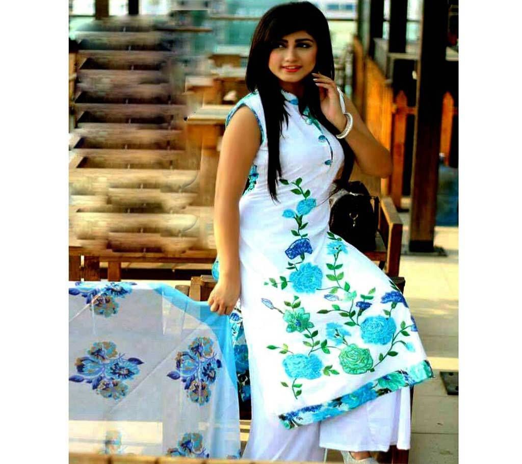 Cotton Block 3pcs - White Color with Paste Color Block printed