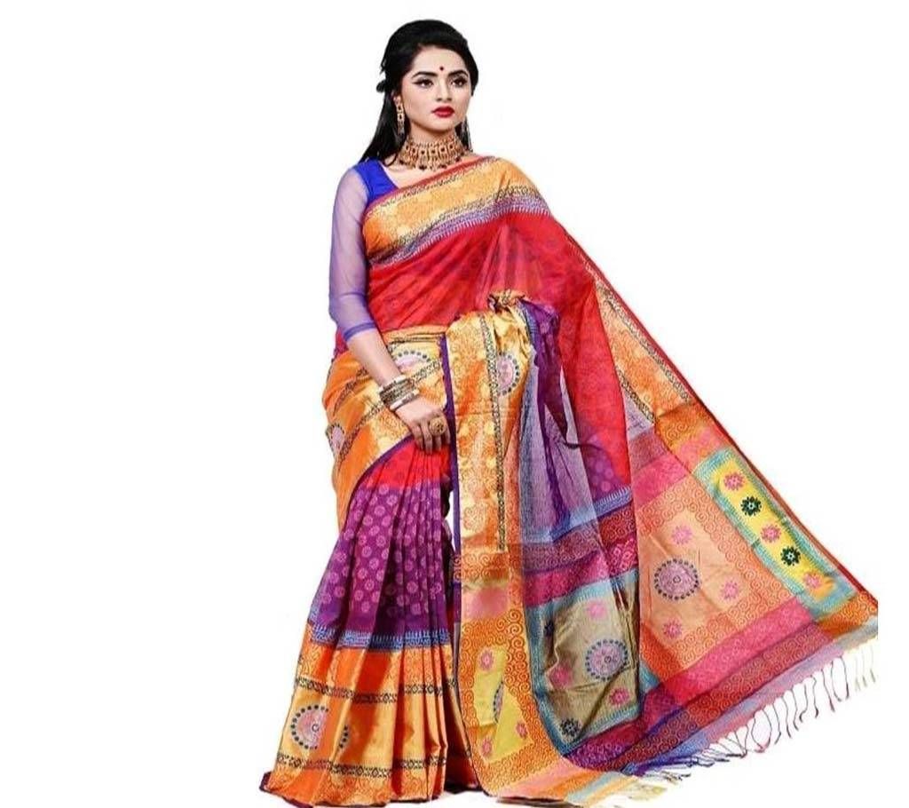 Cotton with hand block sari
