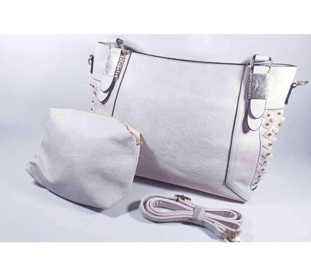 Handbag with mini pouch (White) 