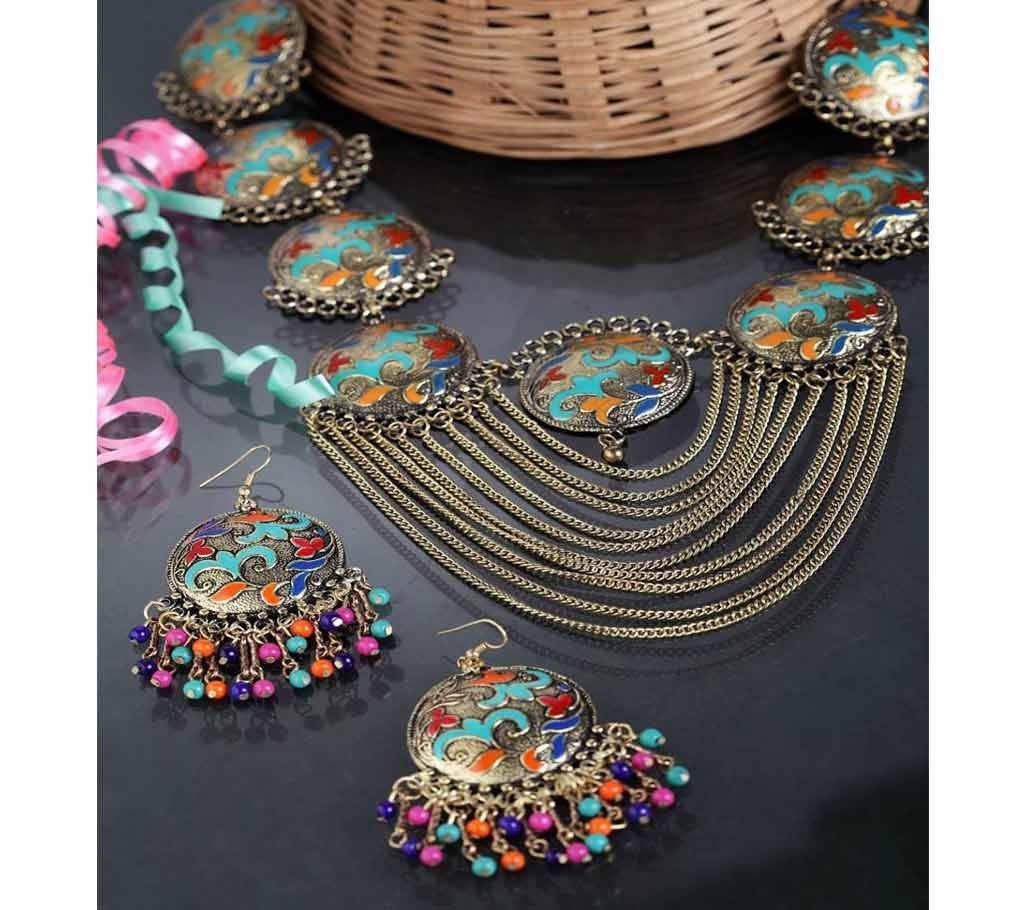 Women Multicoloured Brass Jewellery Set