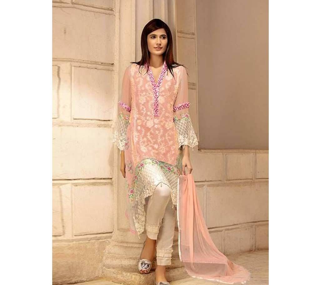 Indian Unstitched Soft wetless Geogette Three-piece (Copy)