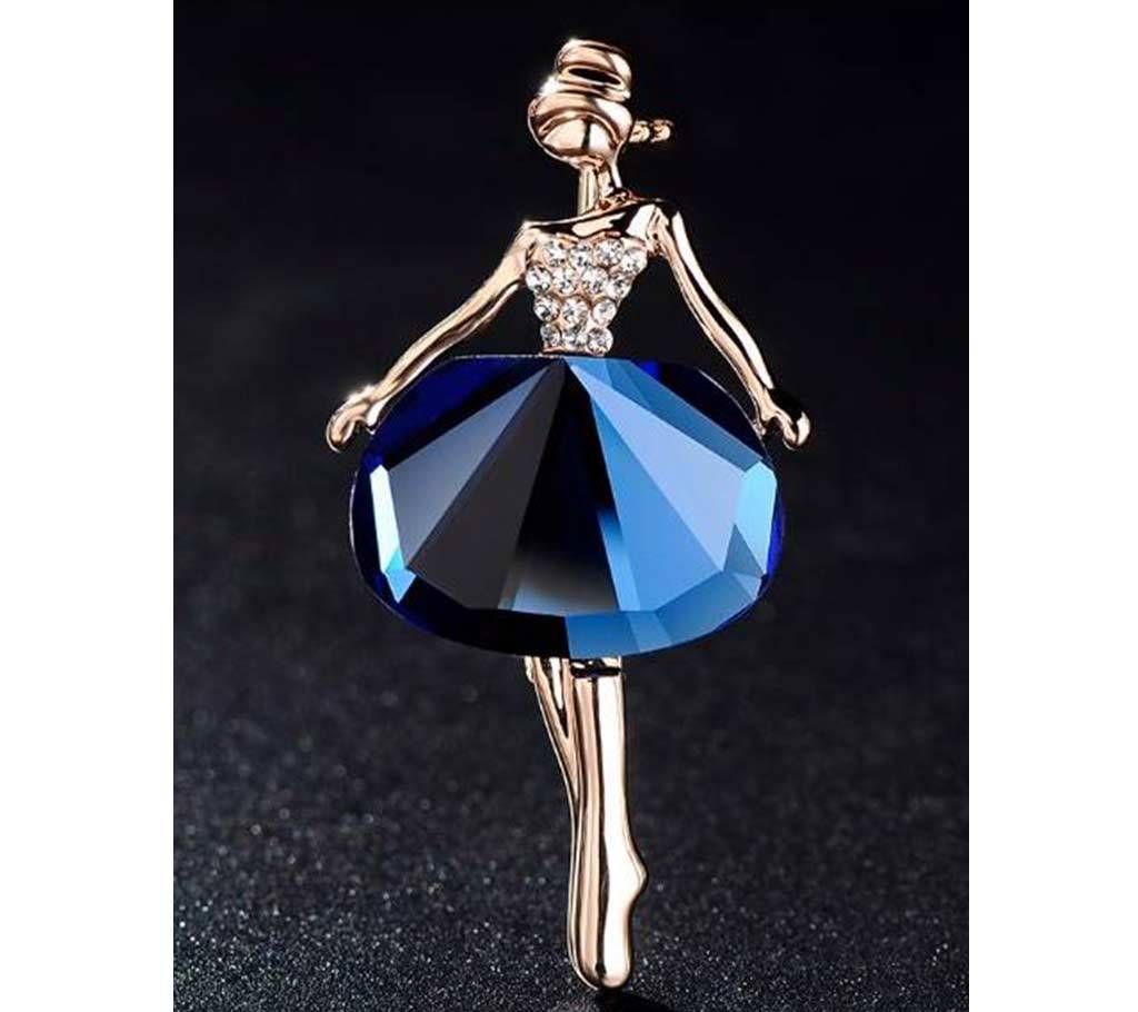 Silver Ballet Dancer Ballerinas crystal Brooches pins For Women