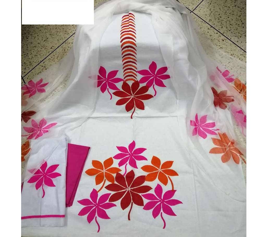 Cotton Block 3piece with Georgette Orna- 409