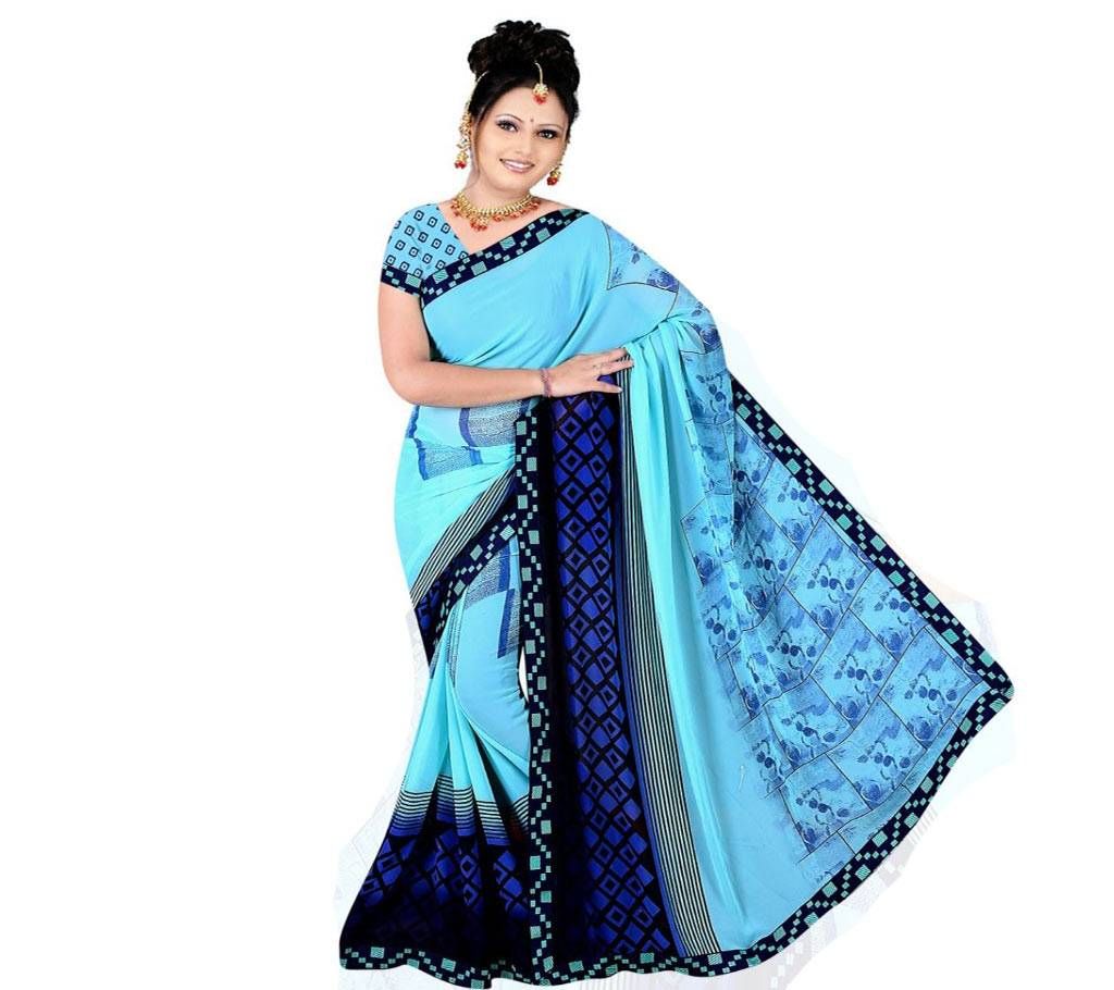 Indian Sky Blue Silk Printed saree For women (Copy)