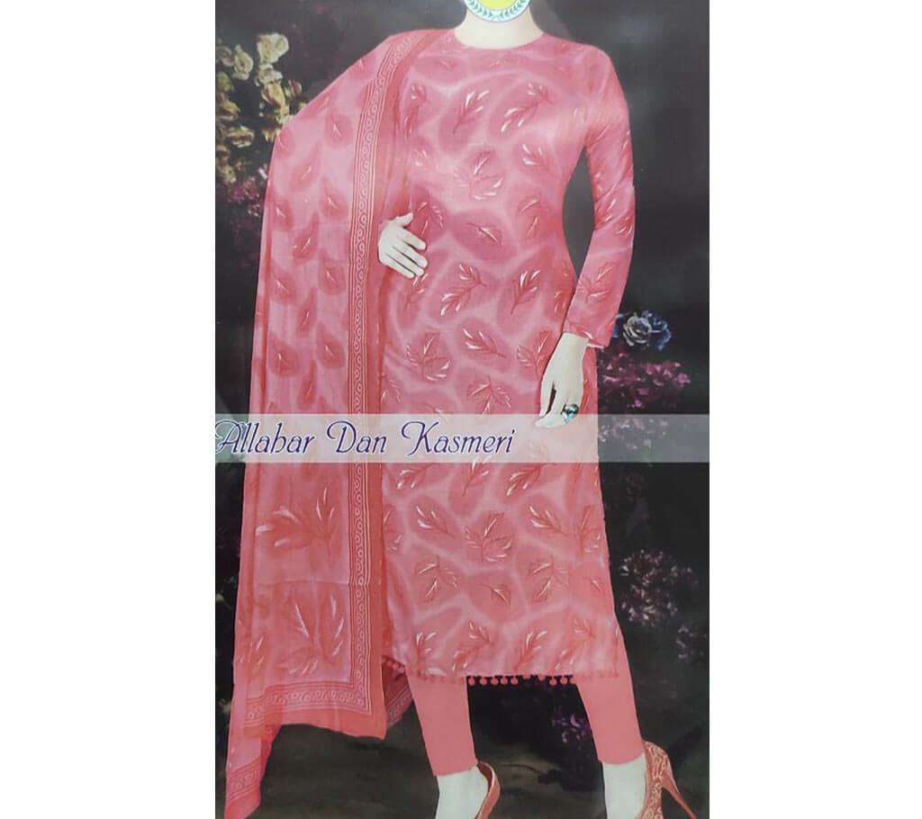 Unstitched Block Printed Cotton Salwar Kamiz Three Piece- 07