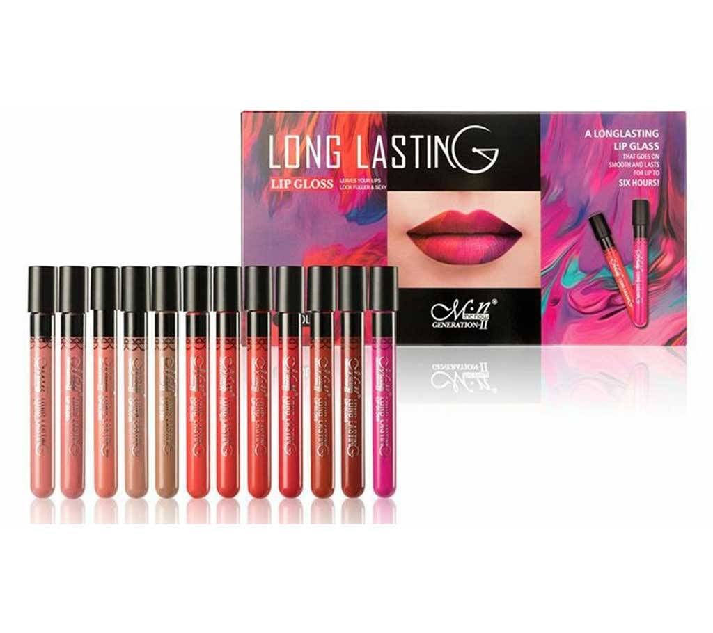 Menow Long Lasting Lipgloss set - 12pcs  -China