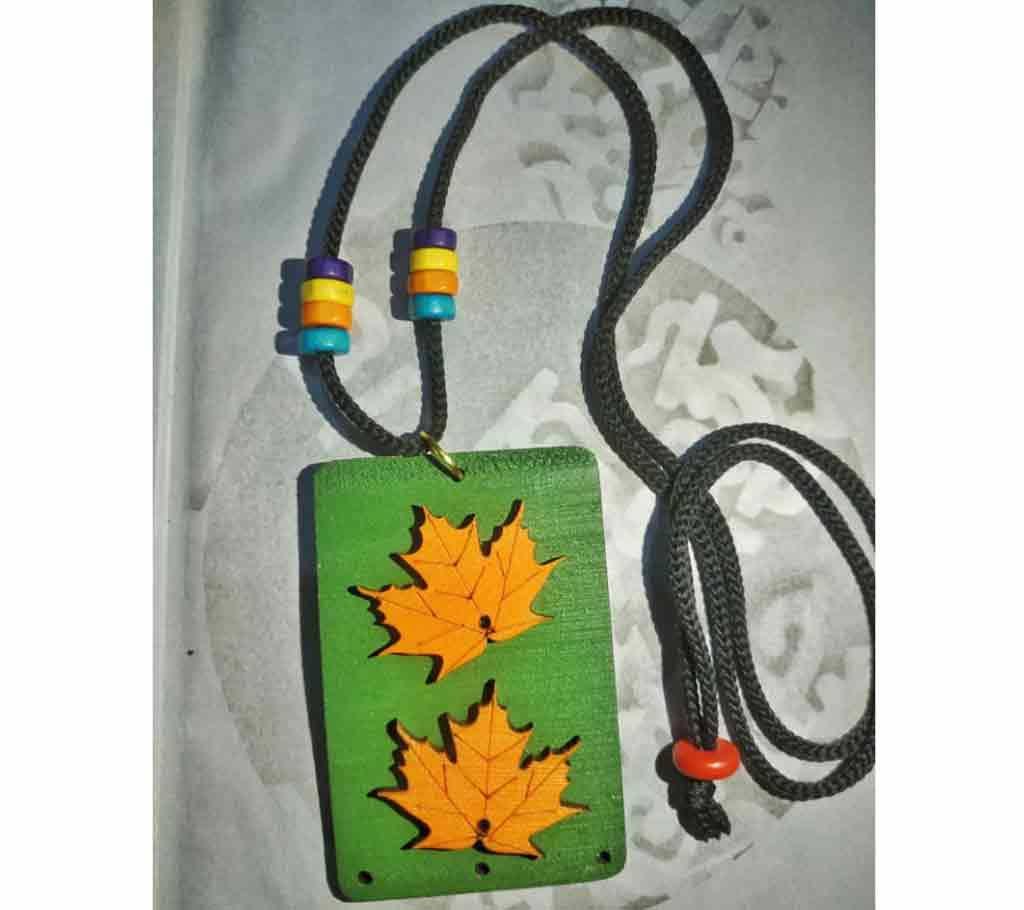 Wooden Necklace Maple Leaf Shape