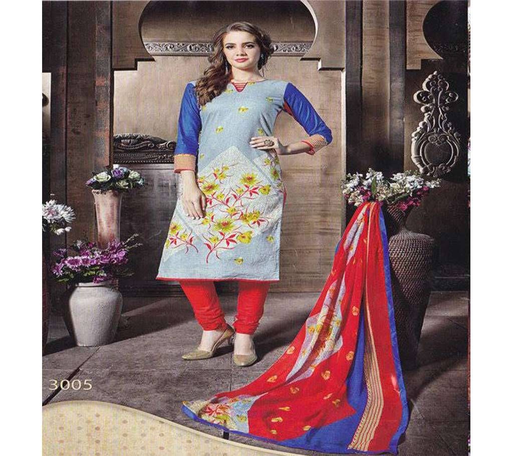 Indian unstitched printed cotton three piece