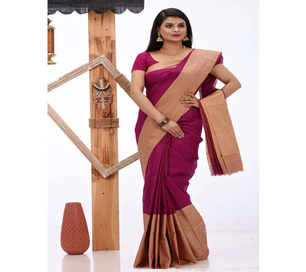 gas cotton saree with pendant 