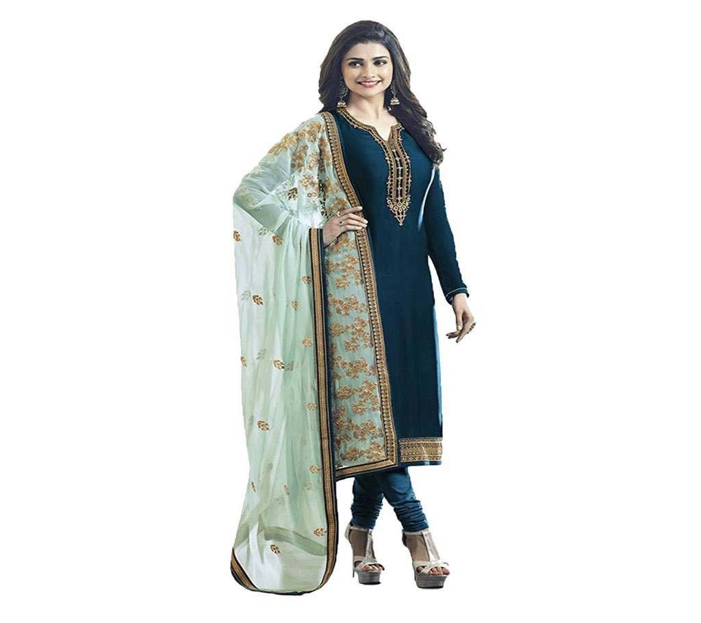 Womens Semi stitched Satin Georgette Three Piece - Copy
