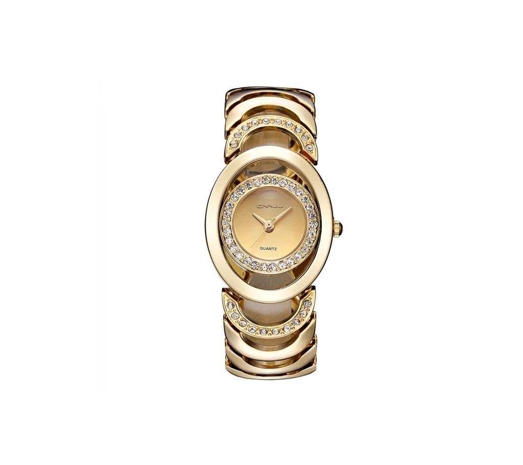 Stone Setting Wrist Watch For Women- Golden