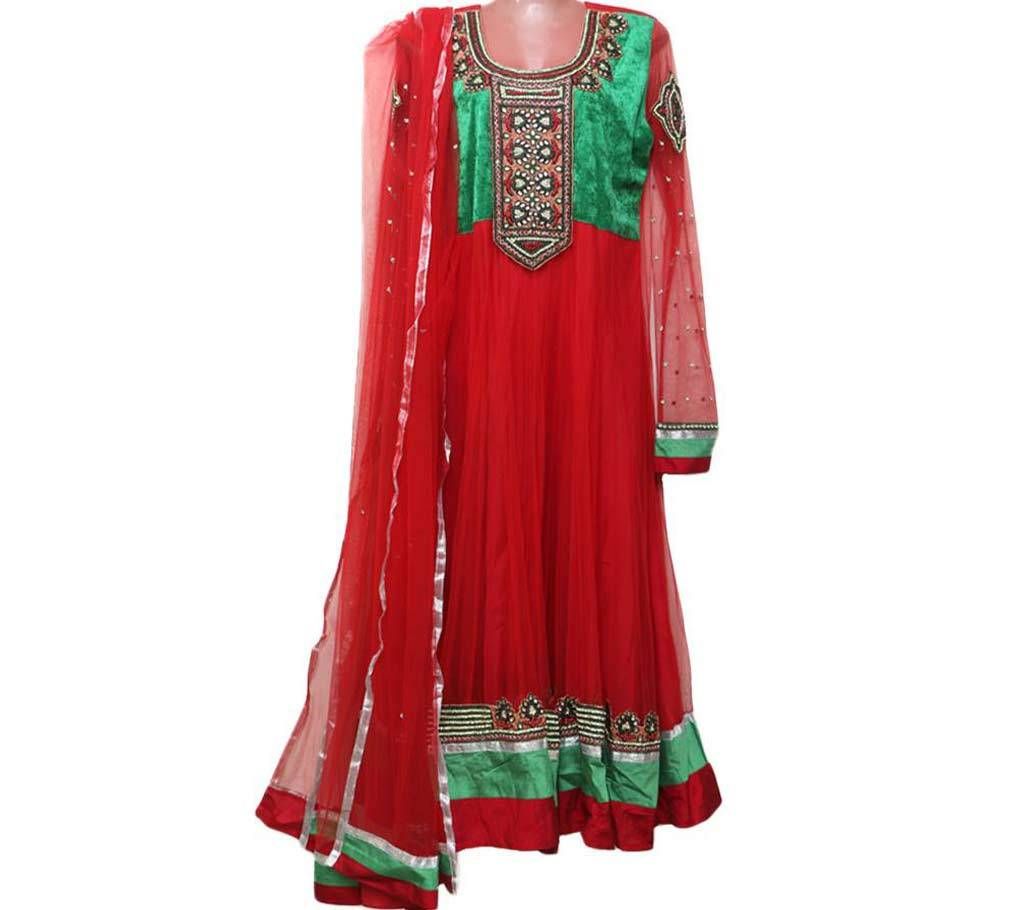 Unstitched Georgette Long Embroidery Kamiz & Orna 