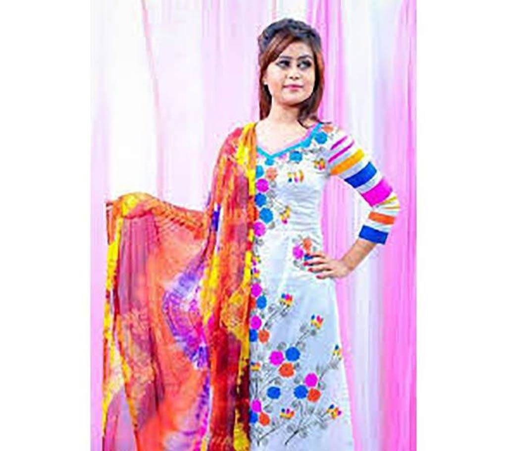 Block Printed Unstiched Three-Piece (Replica)
