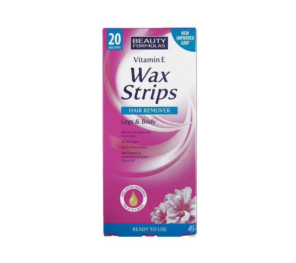 Beauty Formulas Legs and Body wax strips Vitamin E 50g UK