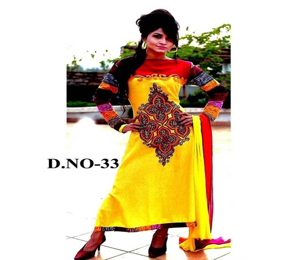 Unstitched Multi Color Cotton Three Piece 