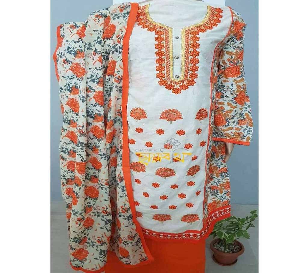 Unstitched EMBROIDERED Three Piece 
