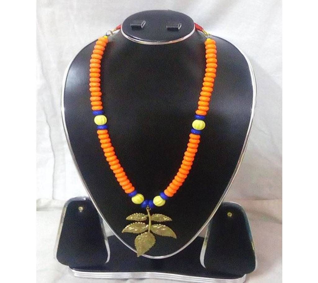Orange - Belgian beaded regular necklace